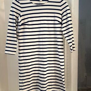 Old Navy Blue and White Striped 3/4 Sleeve Dress
